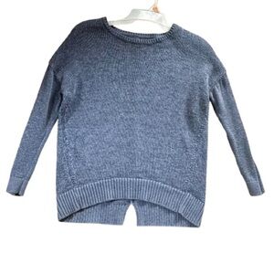 LOFT Heathered Blue Crew Neck Sweater in Ramie & Cotton Size L